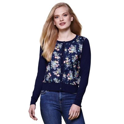 Blue floral knitted cardigan